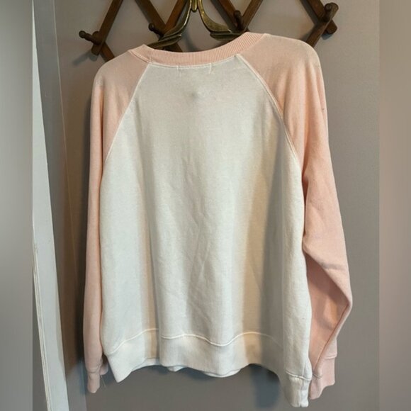 Wildfox Raglan White Pink Sleeves Sweatshirt Jumper Colorful Stripes Medium - Picture 5 of 8